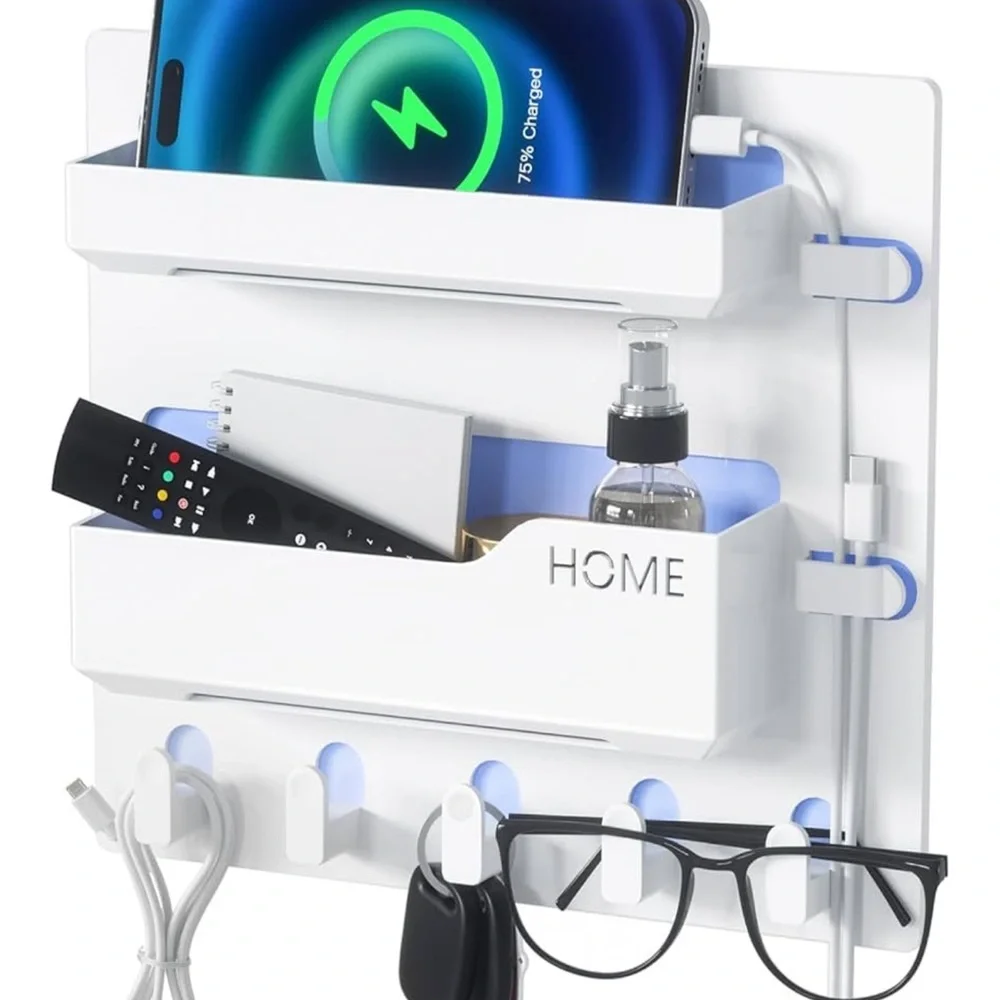 Wall Organizer with Hooks Bedside or Front Door